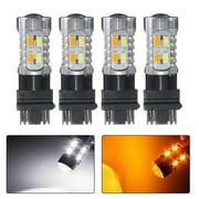 4Pcs 3157 White/Amber Switchback Led Turn Signal Parking Light Bulbs